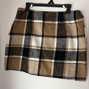 High Waisted Plaid Skirt
